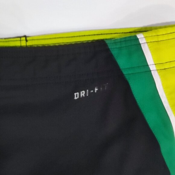 Nike dri-fit swim trunk black with green and yellow design men's size M - Picture 5 of 12